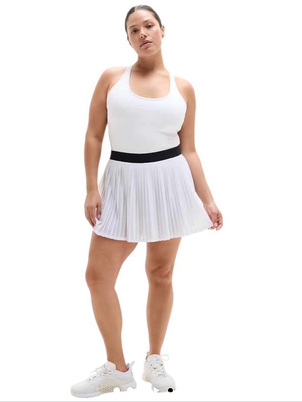 XL Athleta Power Serve Tank Dress White Pleated Mini Tennis Preppy